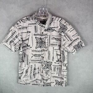 Quicksilver Waterman Collection Mens Button Shirt M Hawaiian Surf Skate Y2K AOP